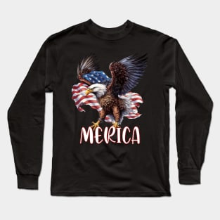 Merica Eagle American Flag USA Flag 4th of july Long Sleeve T-Shirt